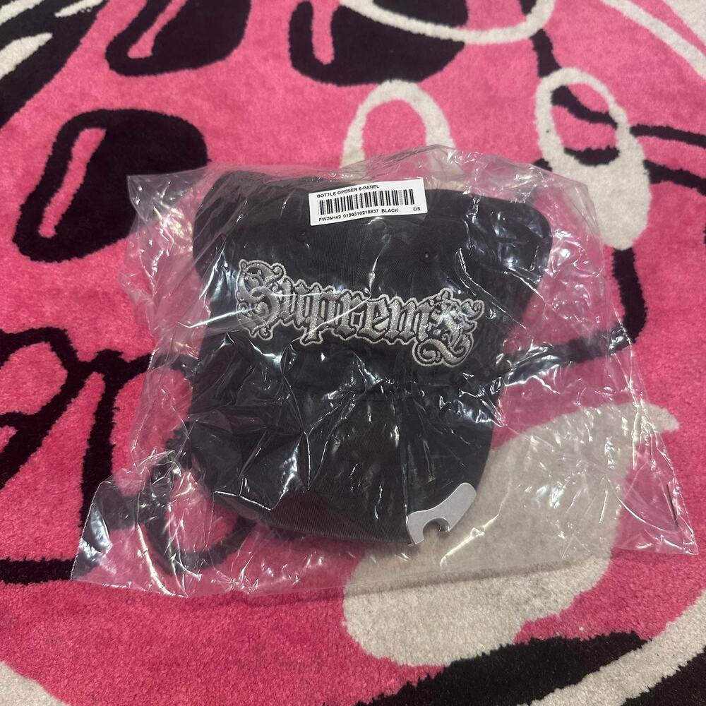 Supreme Bottle Opener 6-Panel Hat – Black – Brand New